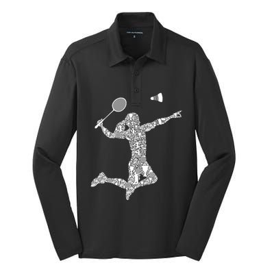 Badminton Player Shuttlecock Gift Silk Touch Performance Long Sleeve Polo