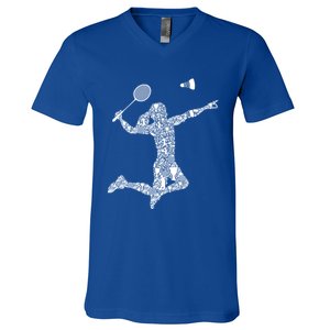 Badminton Player Shuttlecock Gift V-Neck T-Shirt