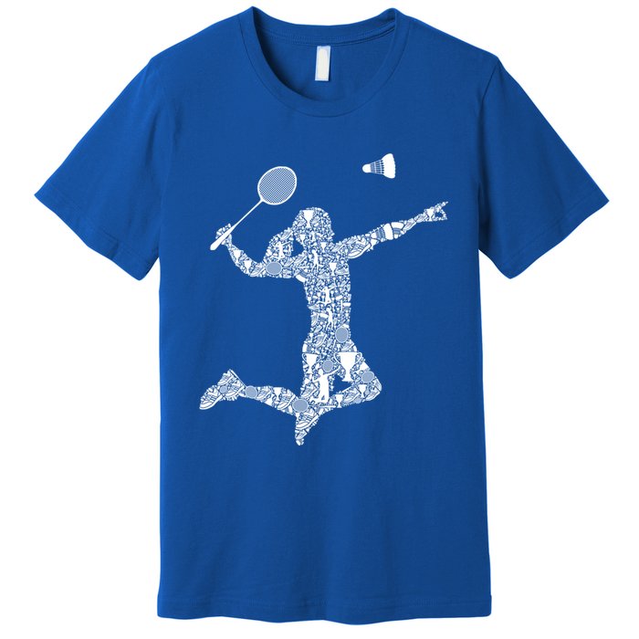 Badminton Player Shuttlecock Gift Premium T-Shirt