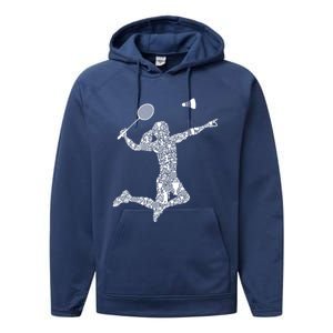 Badminton Player Shuttlecock Gift Performance Fleece Hoodie