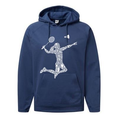 Badminton Player Shuttlecock Gift Performance Fleece Hoodie