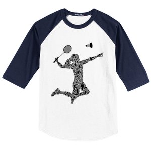 Badminton Player Shuttlecock Gift Baseball Sleeve Shirt