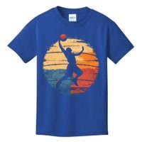 Basketball Player Silhouette Retro Vintage Sunset Sports Fan Gift Kids T-Shirt