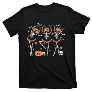 Ballet Pumpkin Skeleton Scary Halloween T-Shirt