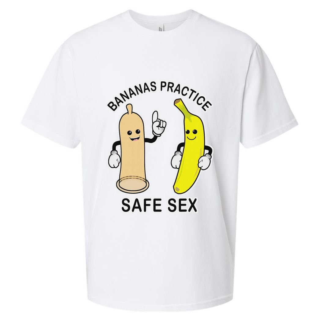 Bananas Practice Safe Sex Condom Banana Sueded Cloud Jersey T-Shirt