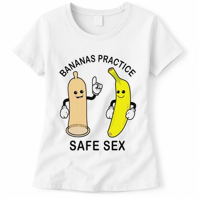 Bananas Practice Safe Sex Condom Banana Womens T-Shirt