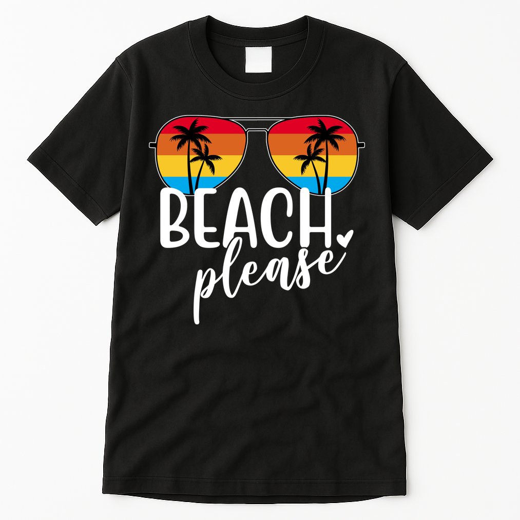 Beach Please Summer Sunset Tall T-Shirt