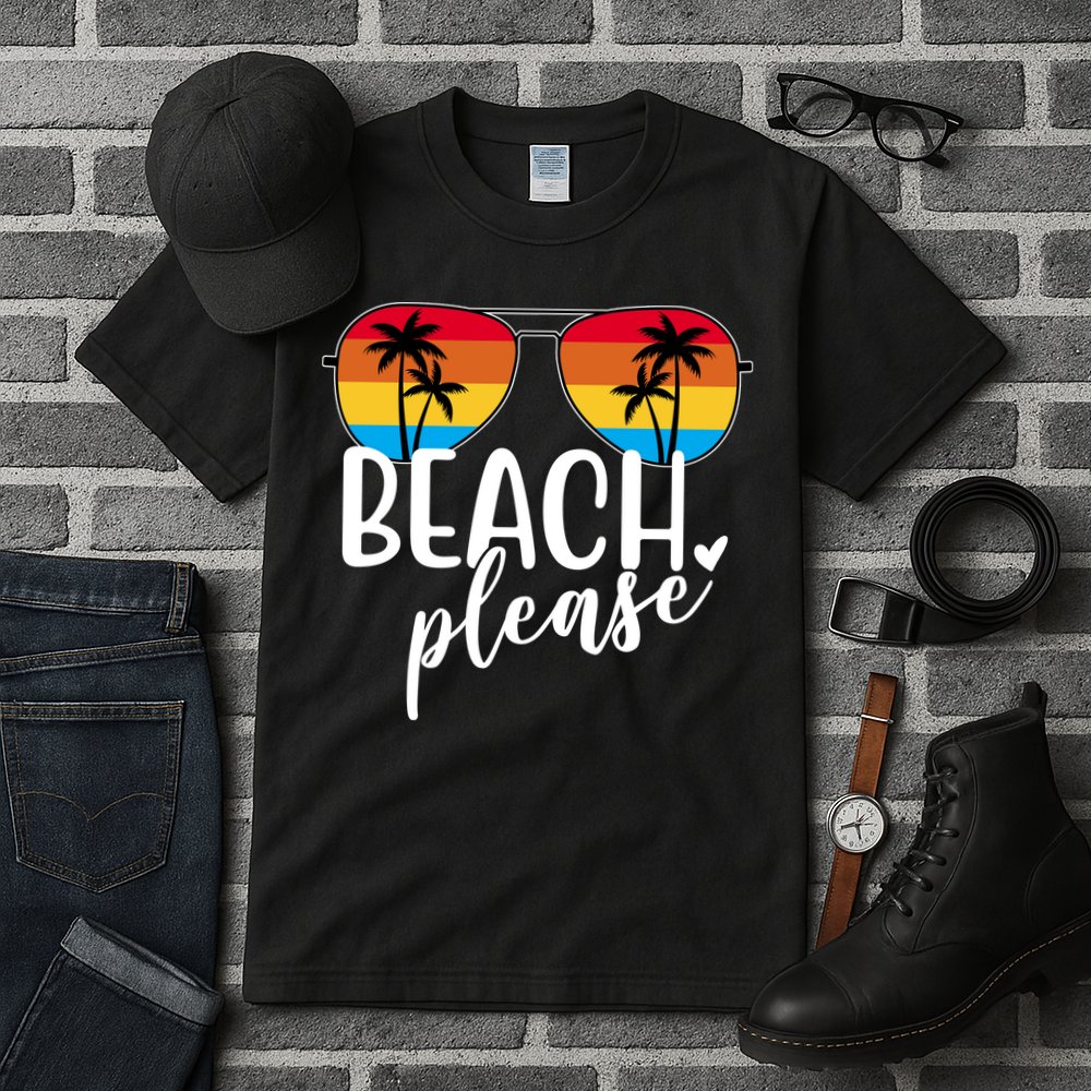 Beach Please Summer Sunset Tall T-Shirt
