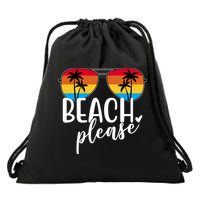 Beach Please Summer Sunset Drawstring Bag