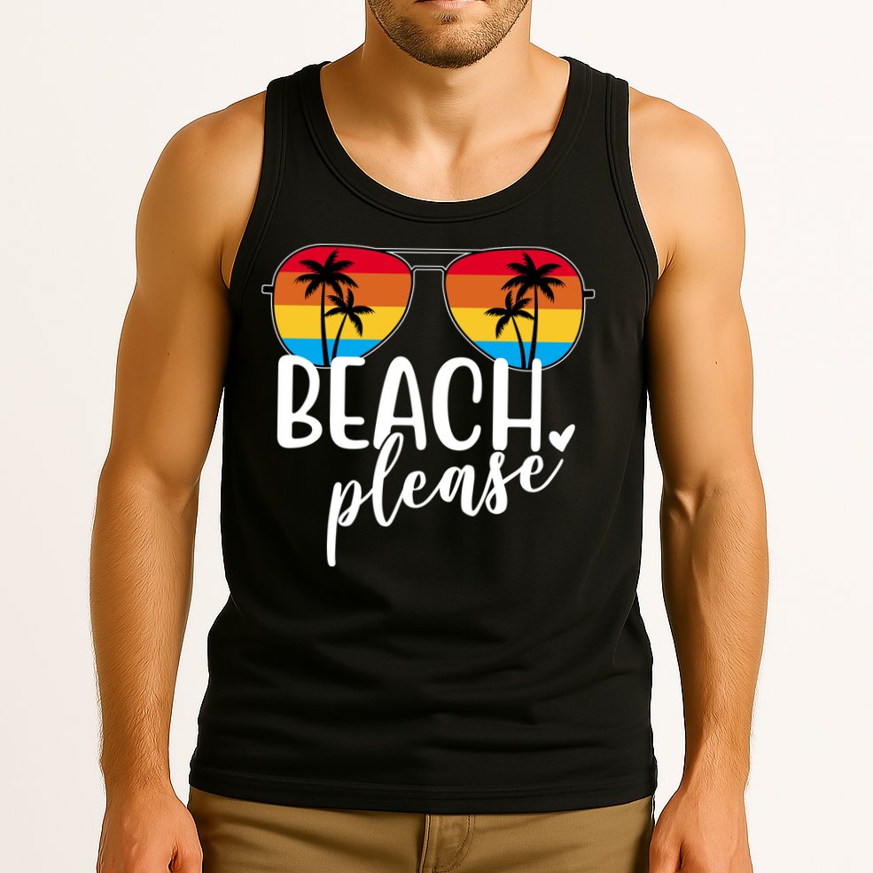 Beach Please Summer Sunset Tank Top