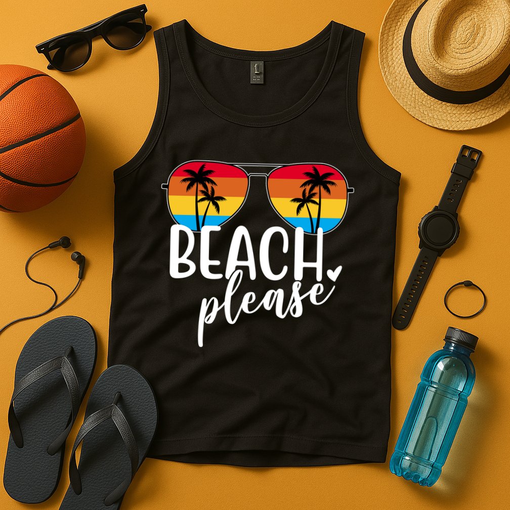 Beach Please Summer Sunset Tank Top