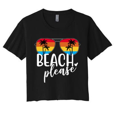 Beach Please Summer Sunset Women's Crop Top Tee