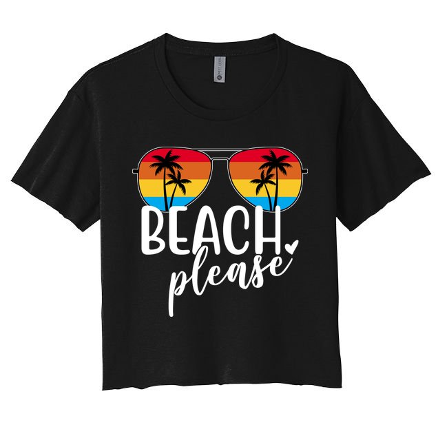 Beach Please Summer Sunset Women's Crop Top Tee