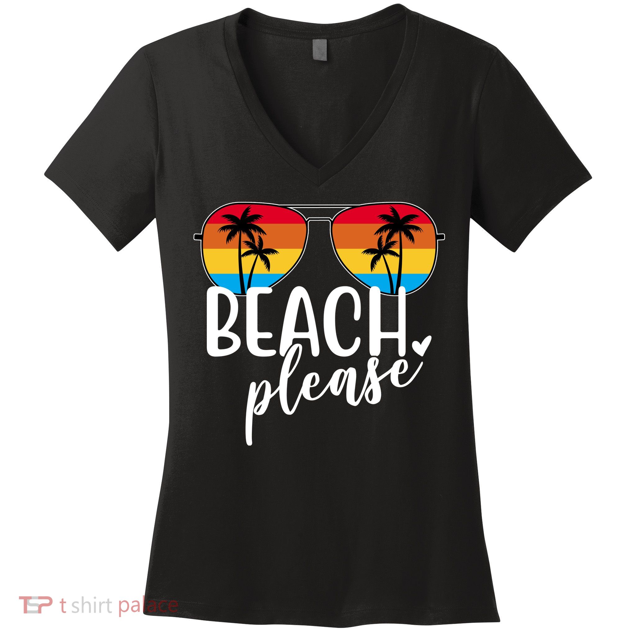 Beach Please Summer Sunset Women's V-Neck T-Shirt