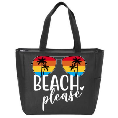 Beach Please Summer Sunset Zip Tote Bag