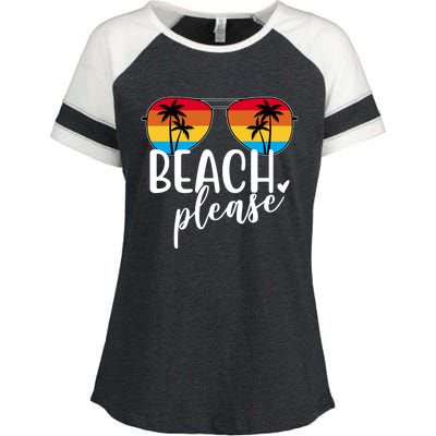 Beach Please Summer Sunset Enza Ladies Jersey Colorblock Tee