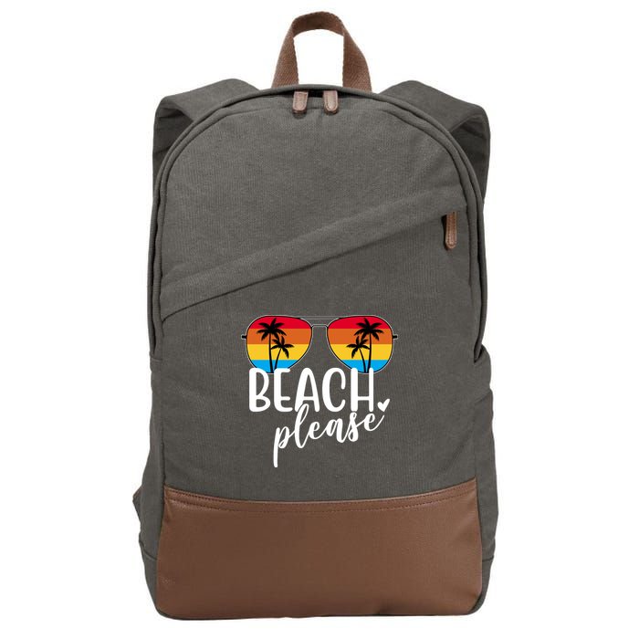 Beach Please Summer Sunset Cotton Canvas Backpack