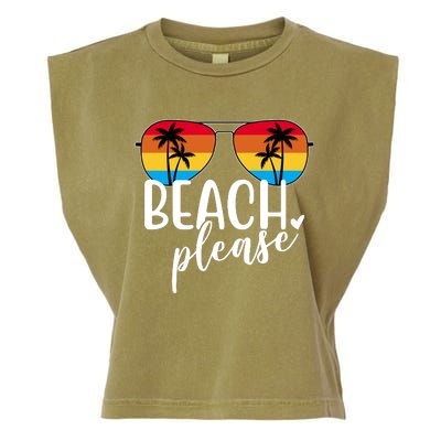 Beach Please Summer Sunset Garment-Dyed Women's Muscle Tee