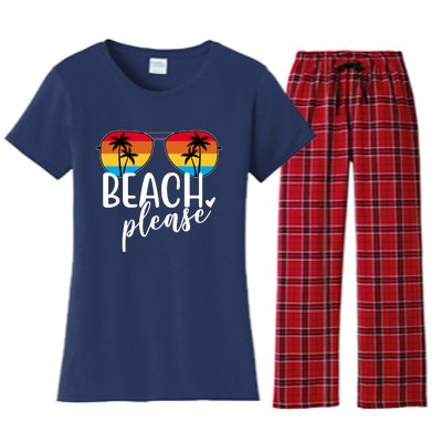 Beach Please Summer Sunset Women's Flannel Pajama Set