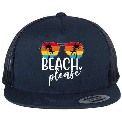 Beach Please Summer Sunset Flat Bill Trucker Hat