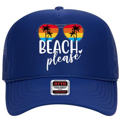 Beach Please Summer Sunset High Crown Mesh Back Trucker Hat