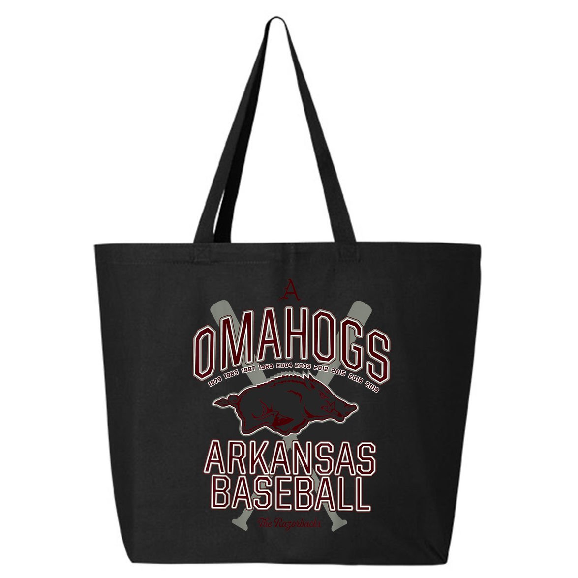Baseball Pig Shirt Arkansas Fan Omahogs 25L Jumbo Tote