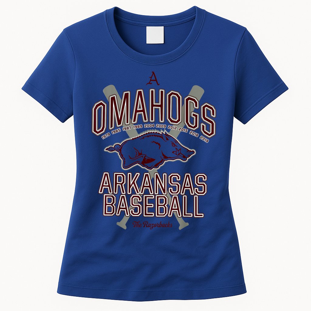 Baseball Pig Shirt Arkansas Fan Omahogs Womens T-Shirt