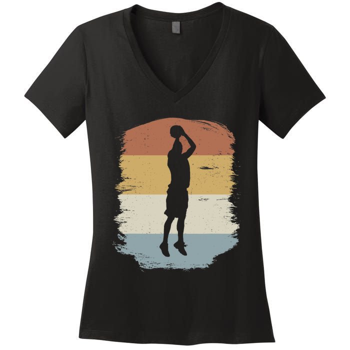 Basketball Player - Streetball Baller Shooting Basketball Women's V-Neck T-Shirt