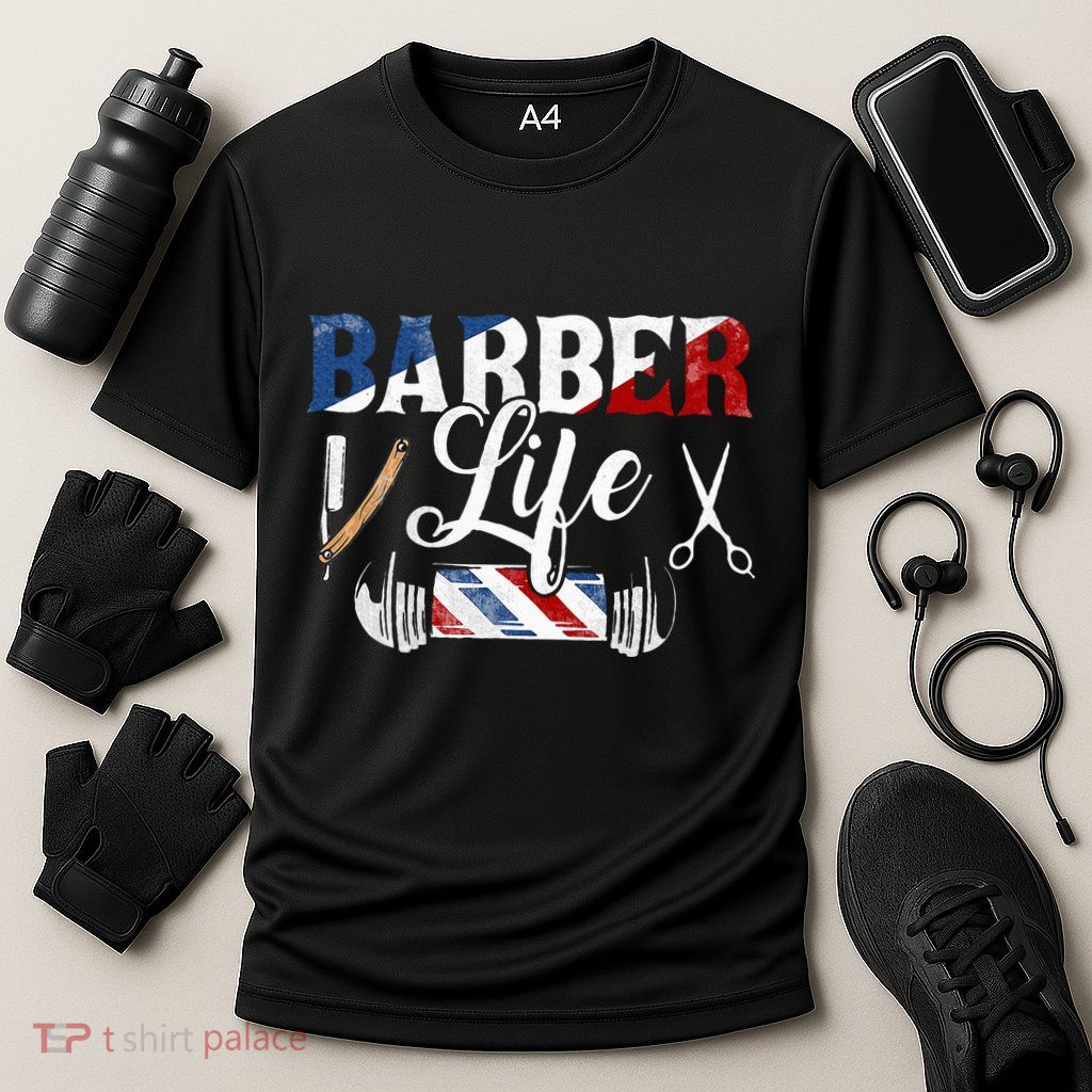 Barberlife Pole Scissors Blade Performance Shirt