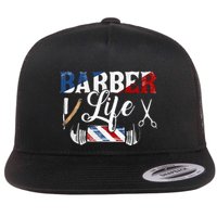 Barberlife Pole Scissors Blade Flat Bill Trucker Hat