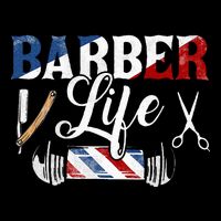 Barberlife Pole Scissors Blade Flat Bill Trucker Hat