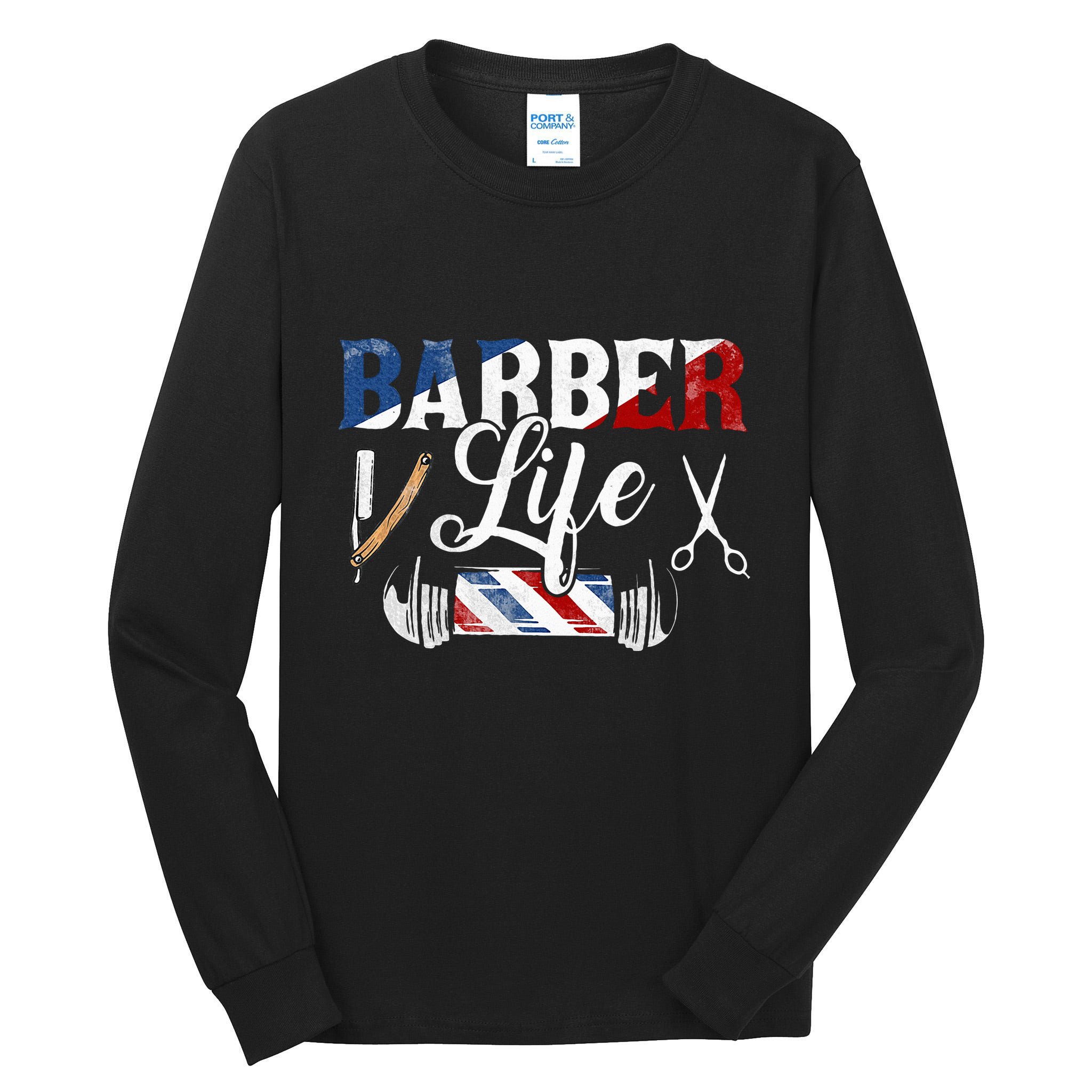 Barberlife Pole Scissors Blade Tall Long Sleeve T-Shirt