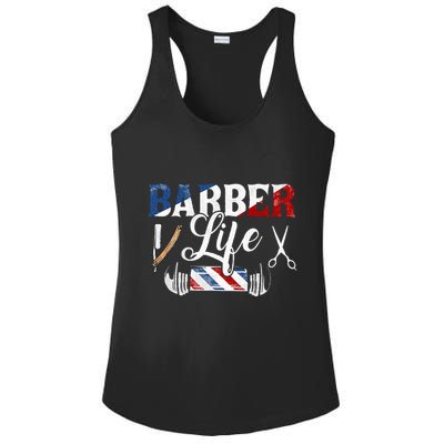Barberlife Pole Scissors Blade Ladies PosiCharge Competitor Racerback Tank