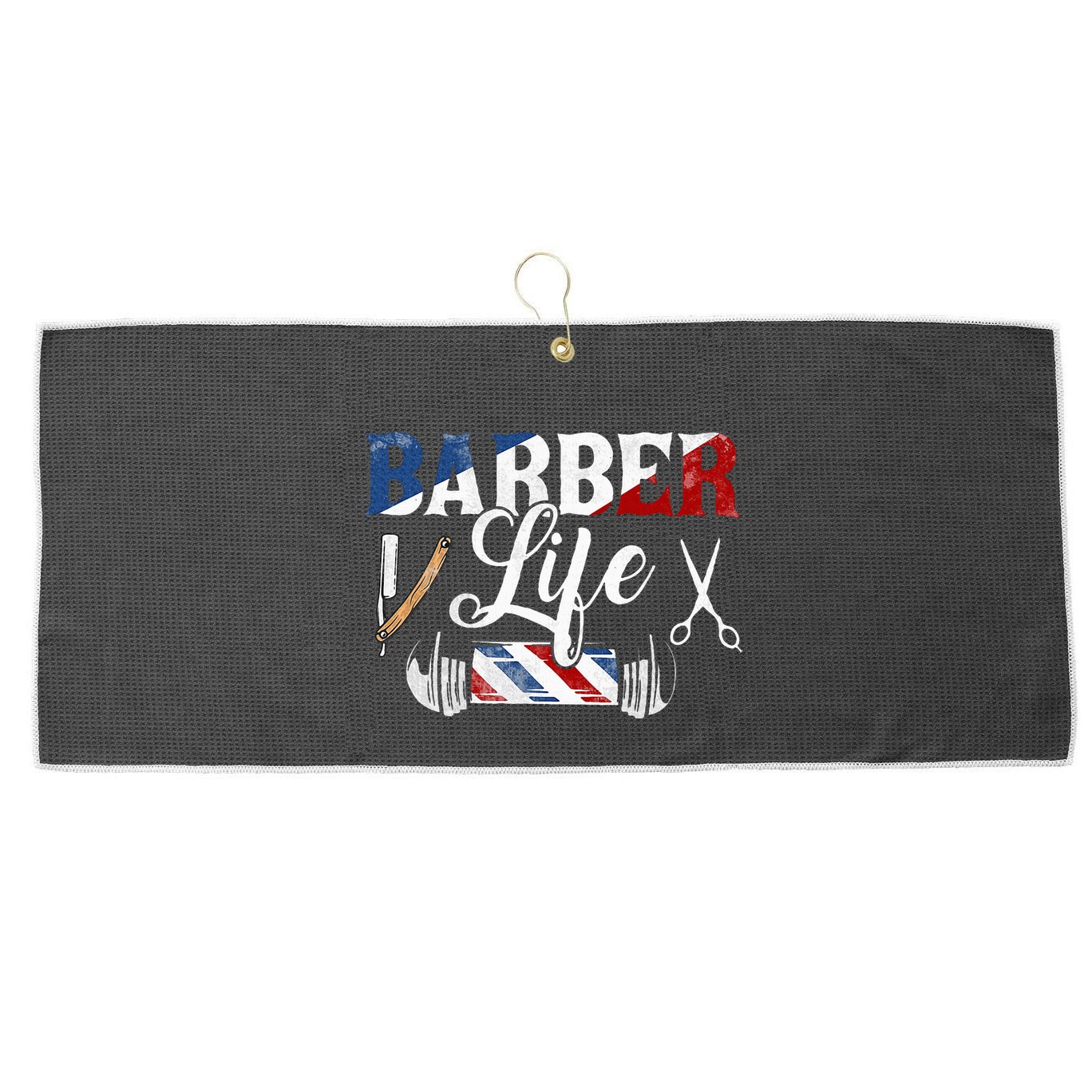 Barberlife Pole Scissors Blade Large Microfiber Waffle Golf Towel
