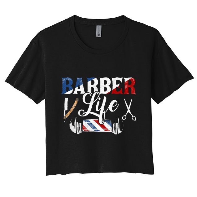 Barberlife Pole Scissors Blade Crop Top