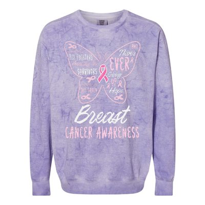 Butterfly Pink Supporting Fighters Breast Cancer Awareness Colorblast Crewneck Sweatshirt