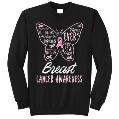 Butterfly Pink Supporting Fighters Breast Cancer Awareness Sweatshirt