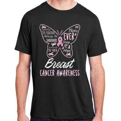 Butterfly Pink Supporting Fighters Breast Cancer Awareness Adult ChromaSoft Performance T-Shirt