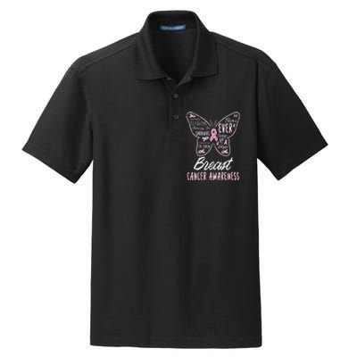 Butterfly Pink Supporting Fighters Breast Cancer Awareness Dry Zone Grid Polo