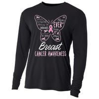 Butterfly Pink Supporting Fighters Breast Cancer Awareness Cooling Performance Long Sleeve Crew