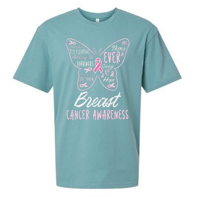 Butterfly Pink Supporting Fighters Breast Cancer Awareness Sueded Cloud Jersey T-Shirt