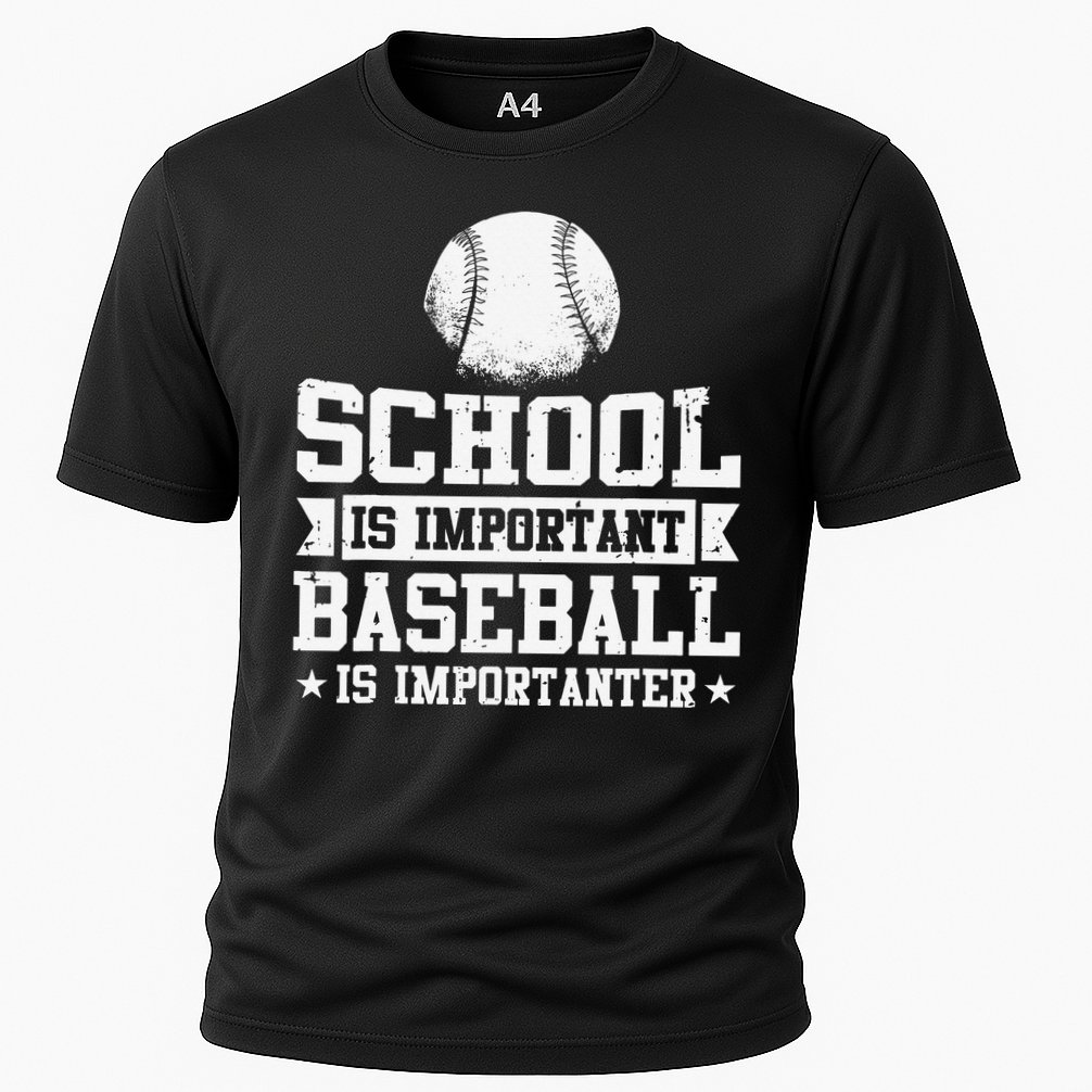 Baseball Player School Is Important Baseball Is Importanter Cooling Performance Crew T-Shirt