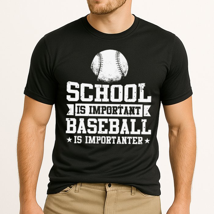 Baseball Player School Is Important Baseball Is Importanter Cooling Performance Crew T-Shirt