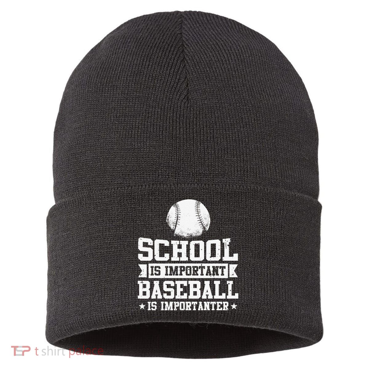 Baseball Player School Is Important Baseball Is Importanter Sustainable Knit Beanie