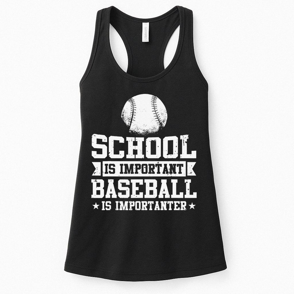 Baseball Player School Is Important Baseball Is Importanter Womens Tank Top