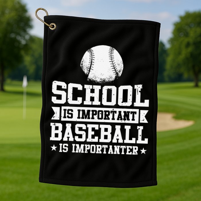 Baseball Player School Is Important Baseball Is Importanter Golf Towel