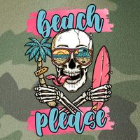 Beach Please Skeleton Vacation Funny Legacy Tie Dye Trucker Hat
