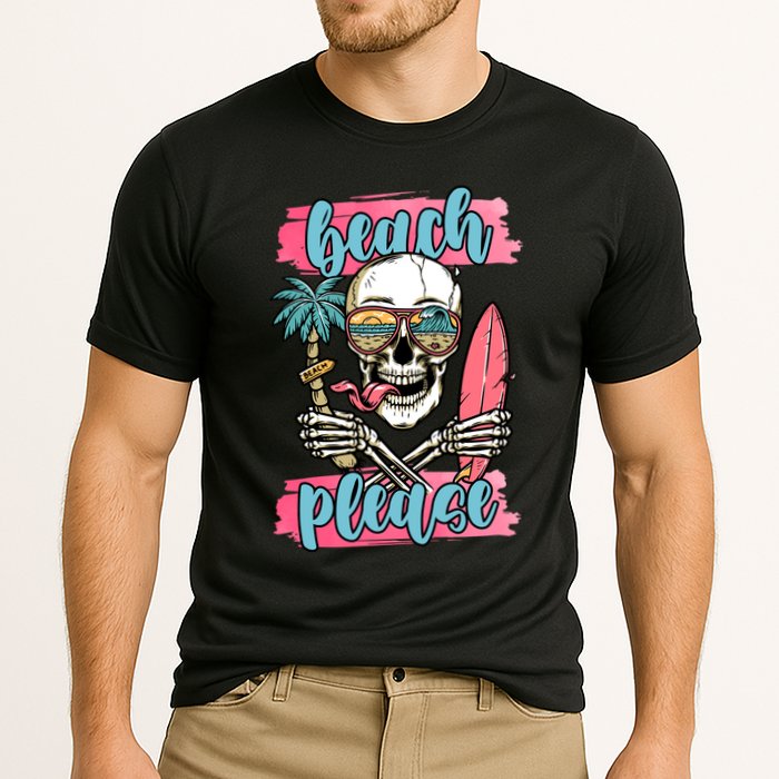 Beach Please Skeleton Vacation Funny Performance Shirt