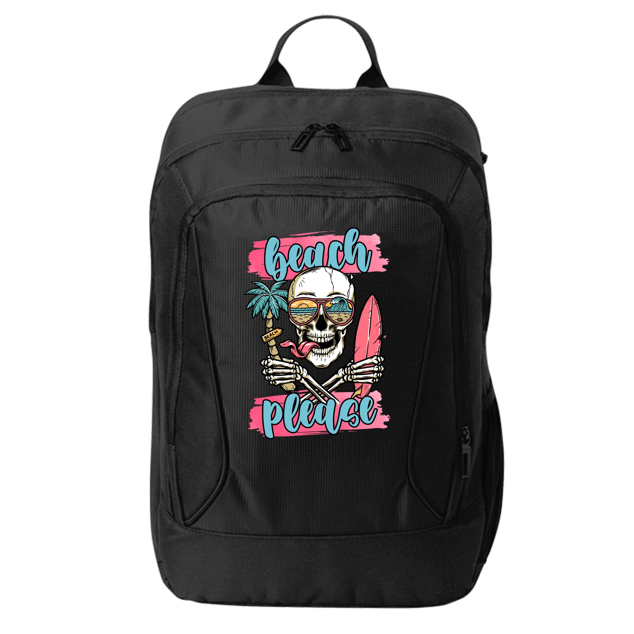 Beach Please Skeleton Vacation Funny City Backpack