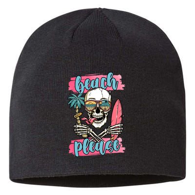 Beach Please Skeleton Vacation Funny Sustainable Beanie